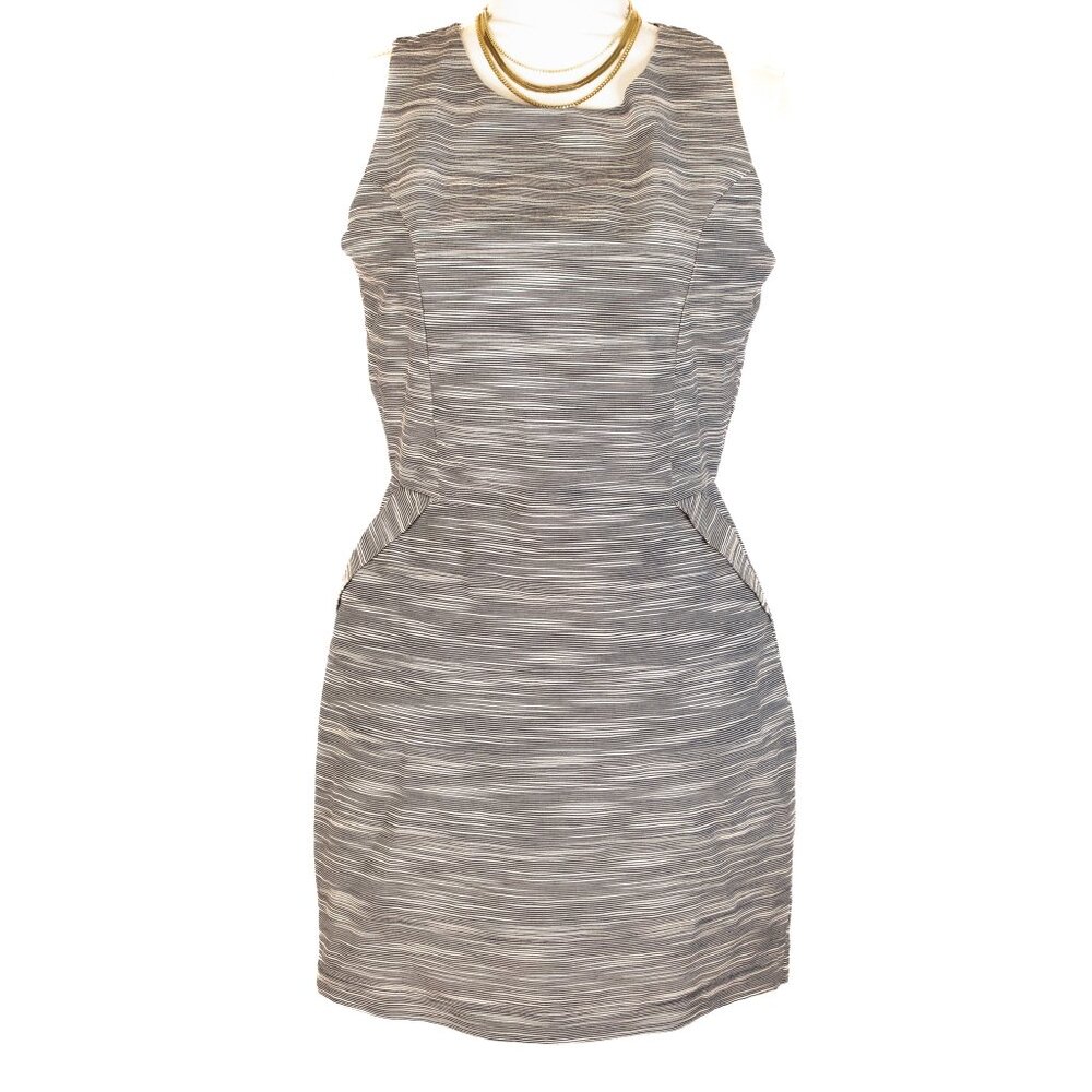 Aryn K Heathered Black/White Sleeveless Cocktail Dress w/ Open Mid Back, Size M